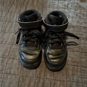 Nike Air Force 1 Mid‎ Kids Triple Black Leather Sneakers 314196-004